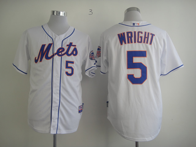 Men New York Mets #5 Wright White MLB Jerseys